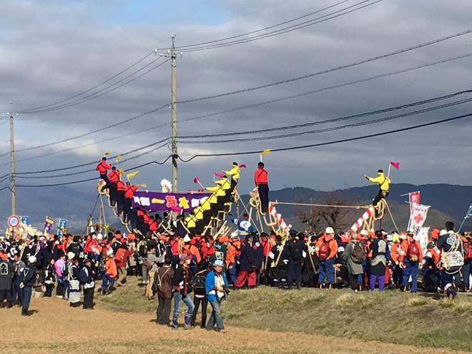 Onbashira festival starts!!! Our sacred log is Hon Miya ich which means Main shrine #1. The largest log among 8 logs